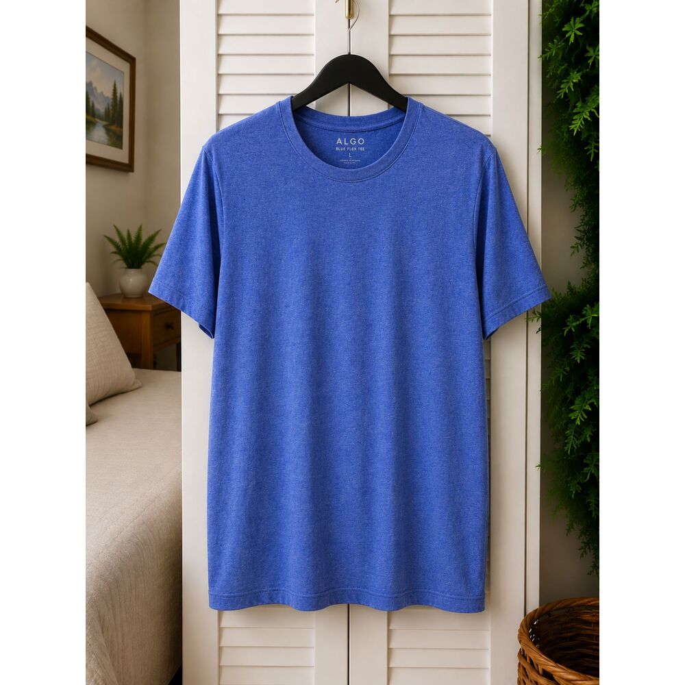 ALGO Flex Tee Dark Blue Short Sleeve Crew Neck T-Shirt Men's Large NWT